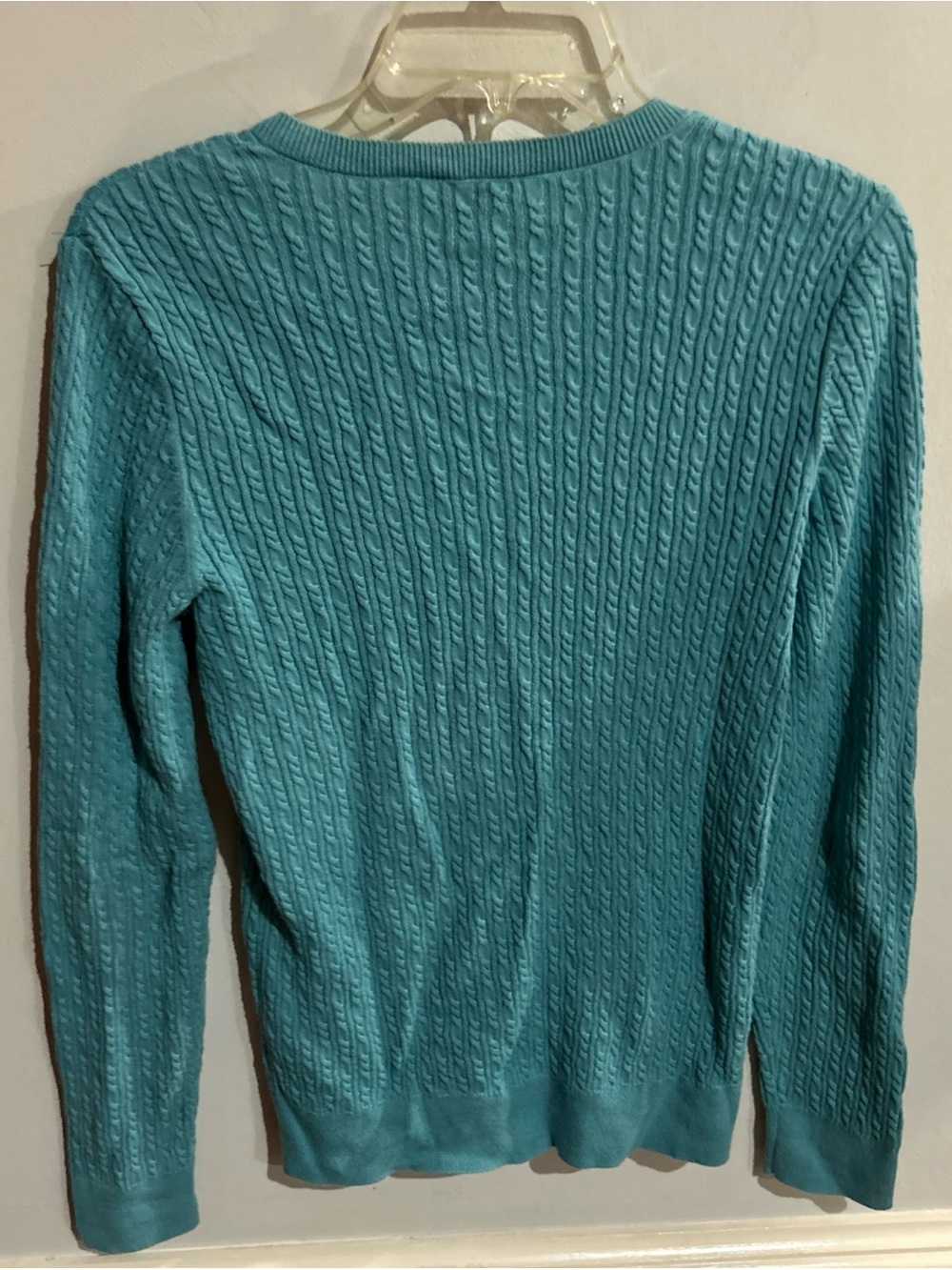 Talbots Turquoise Cable-Knit Button Cardigan - Picture 4 of 4